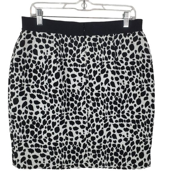 Ann Taylor Pencil Skirt Womens 10 White Black Abstract Leopard Lined Back Zip - Picture 1 of 10